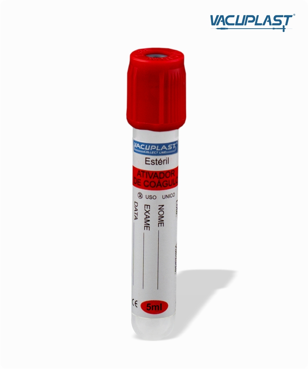 Tubo para coleta de sangue a vácuo com ativador de coágulo  5mL